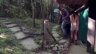 Lumberjacks have they dark-hued girls. The first victim. Part 2. She suffers blindfolded, while he paddling her perfect ass, and pounds her in handcuffs.