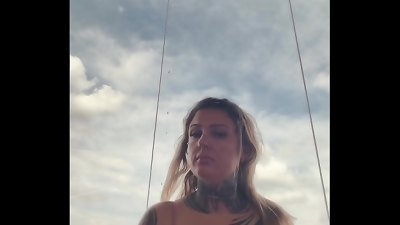 tatted lady almost gets kicked out of the gym for wearing a semitransparent top with her nipples hard! She said they were firm because she was very ultra-kinky at the moment.