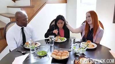 asian Foster daughter Gets ravaged By big black cock Daddy- Ember Snow And Summer Hart